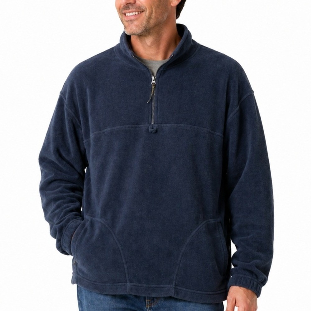 Roundy Ridge Mens XXL Navy Blue Quarter Zip Fleece Pullover Jacket Pockets